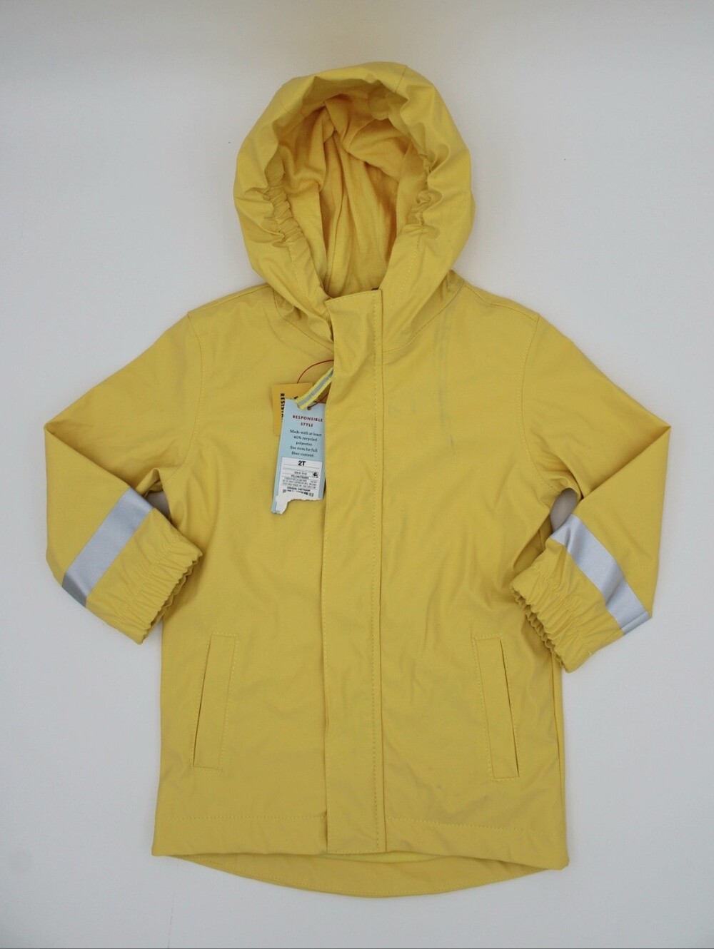 NWT Cat & Jack Girls Yellow Hooded Rain Jacket